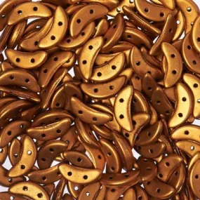 10mm Matte Metallic Antique Gold 2-Hole Crescent CzechMates Czech Glass Beads