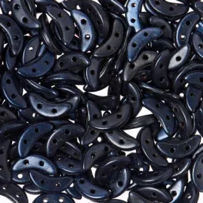 10mm Metallic Suede Dark Blue 2-Hole Crescent CzechMates Czech Glass Beads