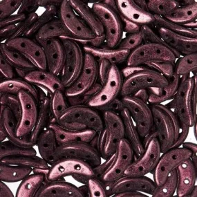 10mm Metallic Suede Pink 2-Hole Crescent CzechMates Czech Glass Beads