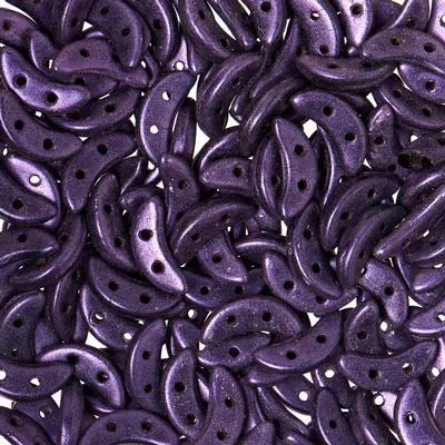 10mm Metallic Suede Purple 2-Hole Crescent CzechMates Czech Glass Beads