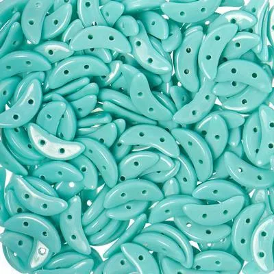 10mm Turquoise 2-Hole Crescent CzechMates Czech Glass Beads