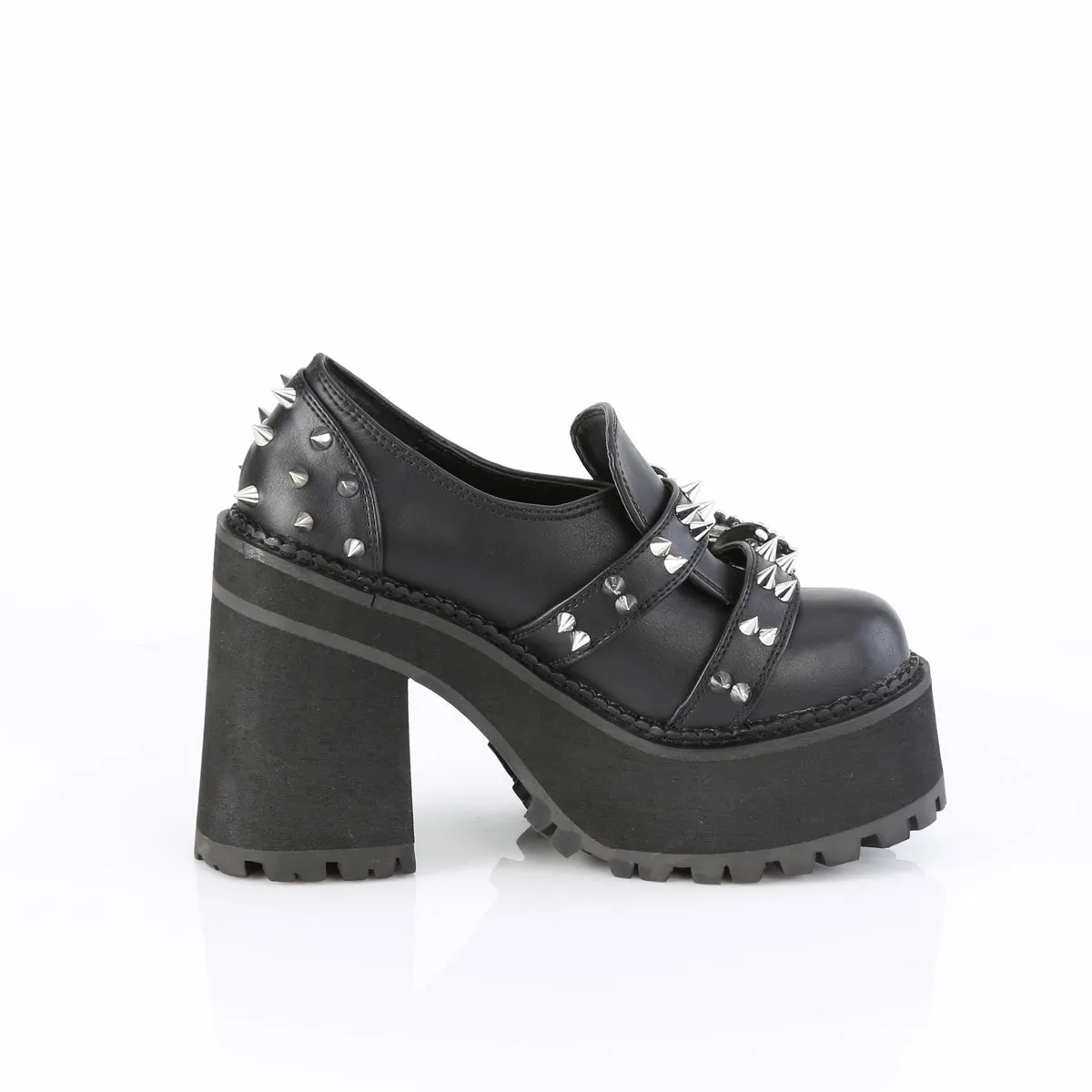 4 Inch Heel ASSAULT-38 Black Vegan Leather