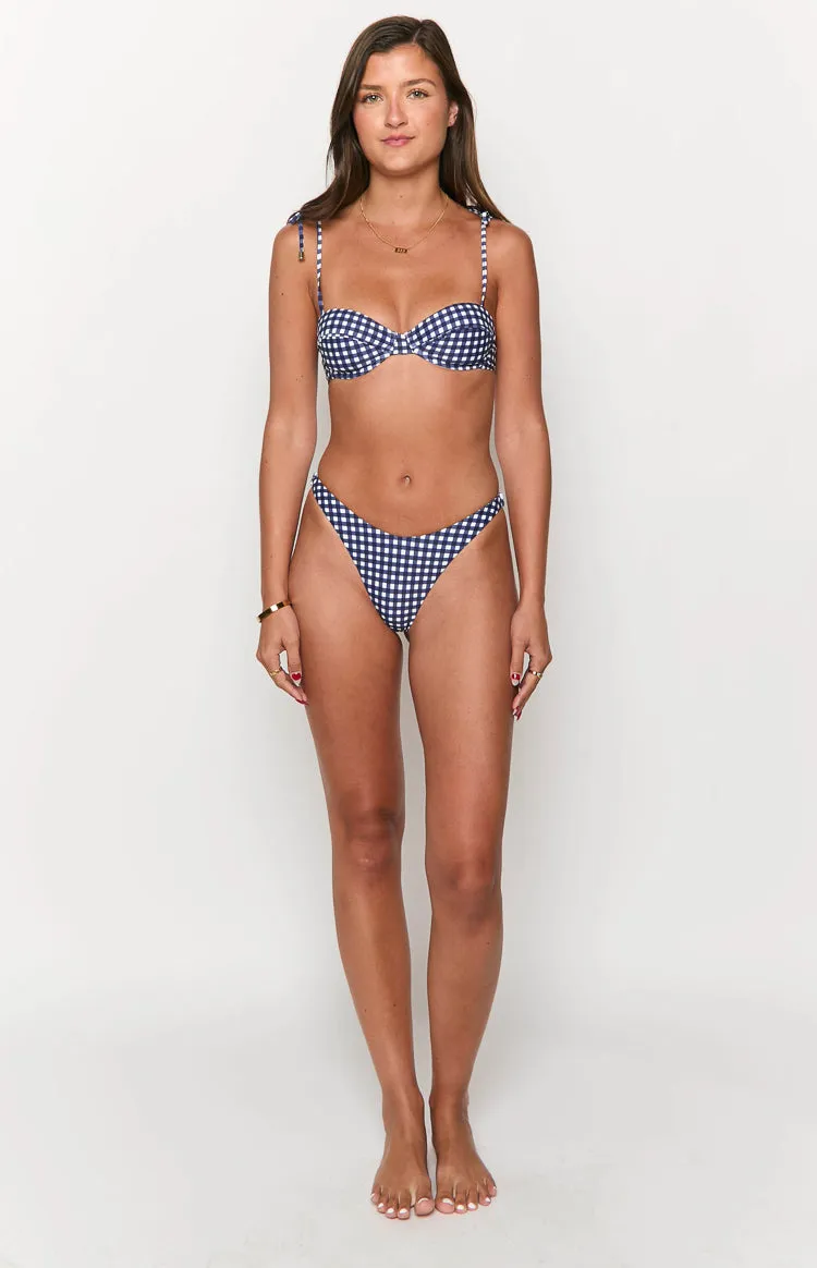 9.0 Swim Bianca Navy Gingham Bikini Top