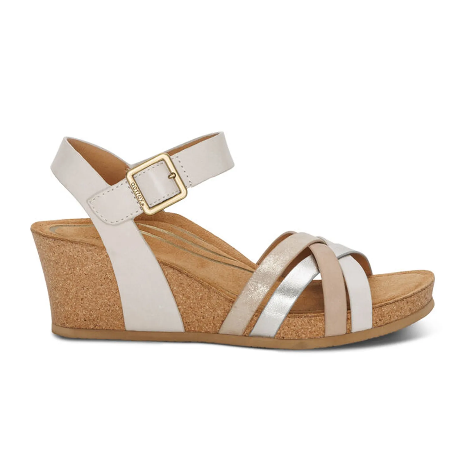 Aetrex Noelle Wedge Sandal (Women) - Ivory