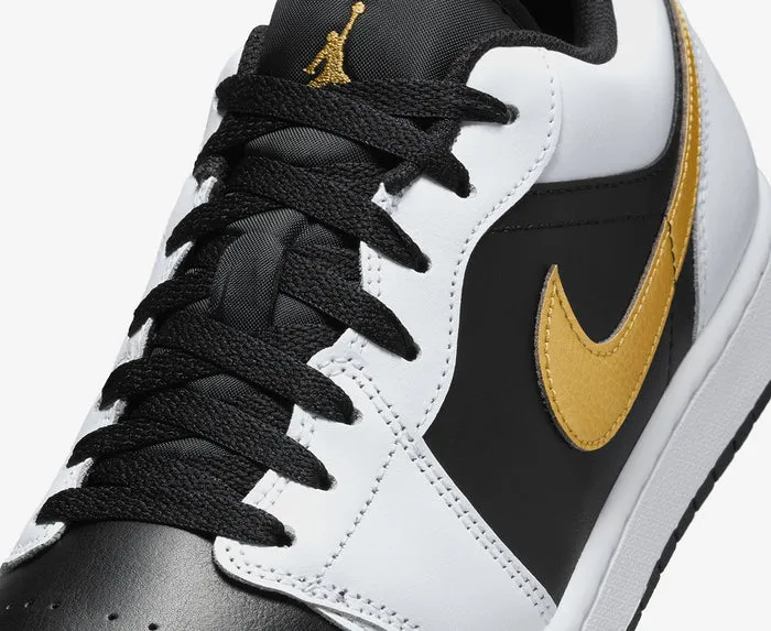 Air Jordan 1 Low White Black Metallic Gold Swoosh Sale