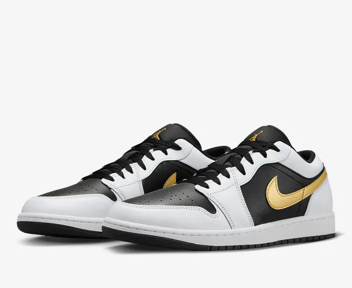 Air Jordan 1 Low White Black Metallic Gold Swoosh Sale