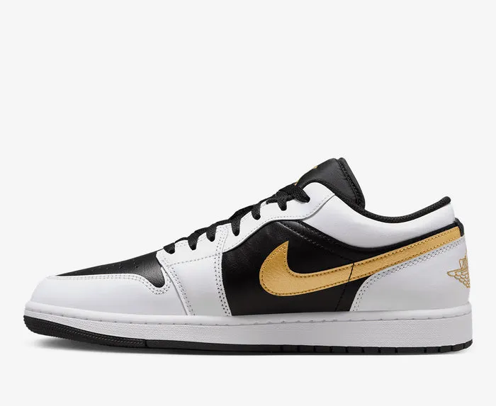 Air Jordan 1 Low White Black Metallic Gold Swoosh Sale