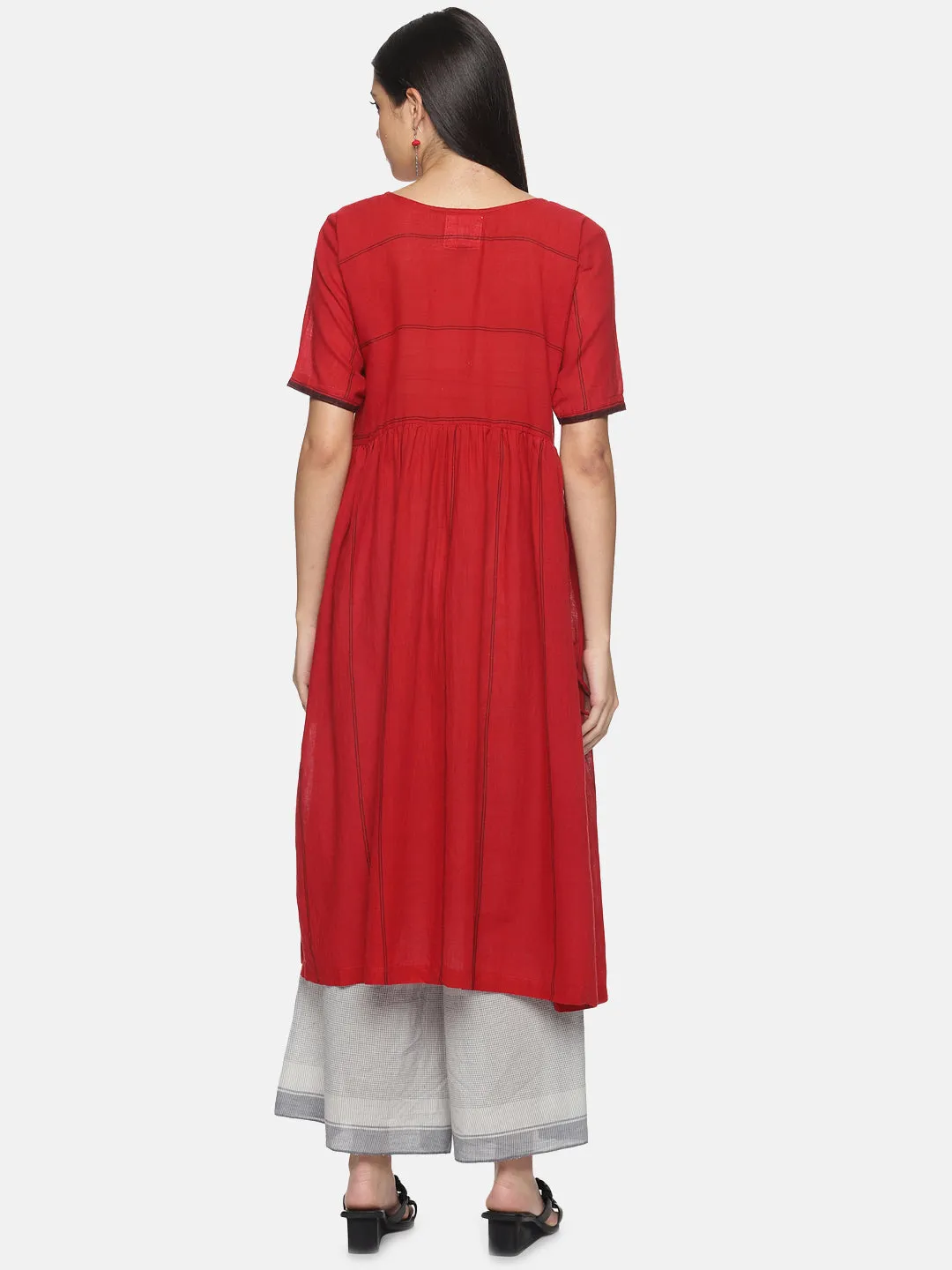 'Akako' - Red handloom gather co-ord set