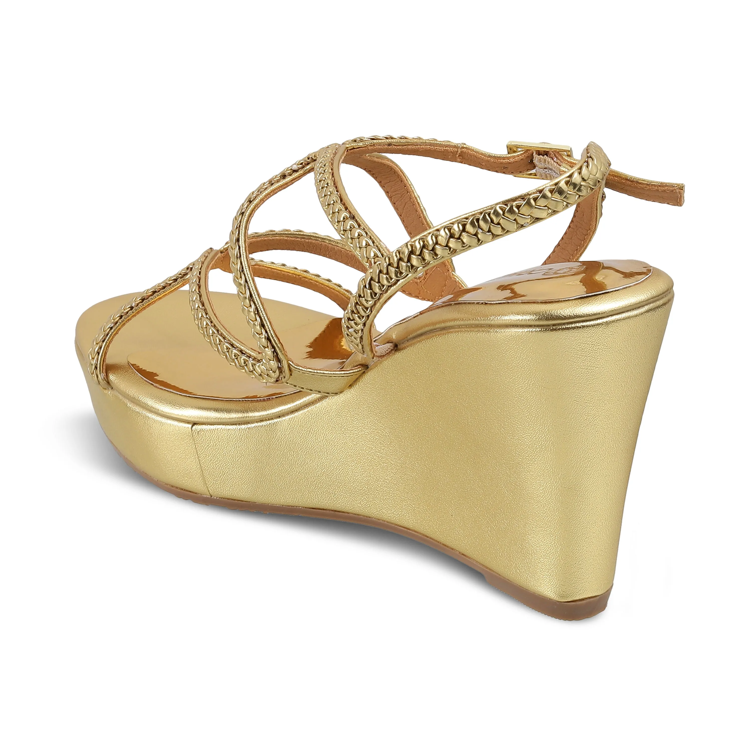 ALICIA- GOLD WEDGES