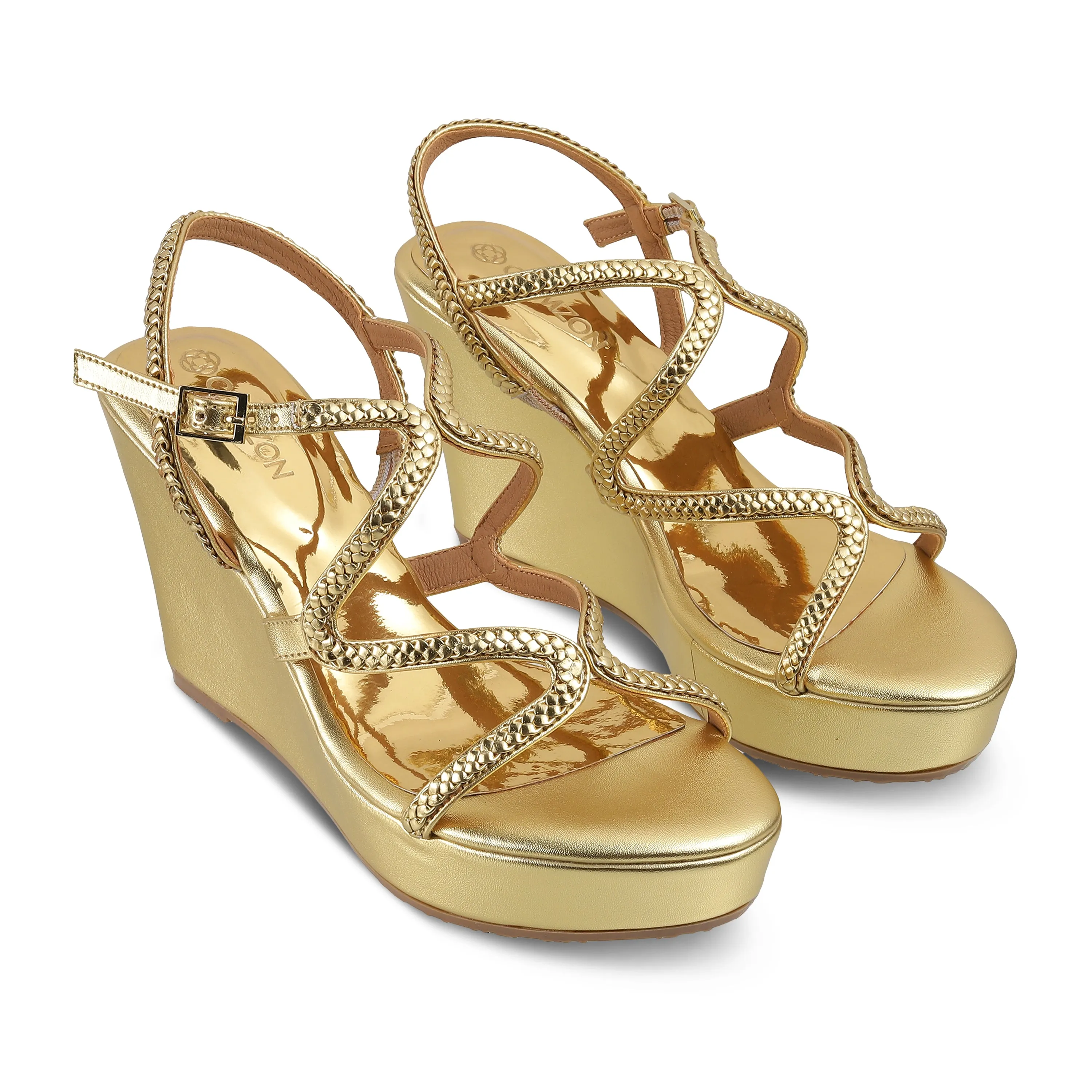 ALICIA- GOLD WEDGES