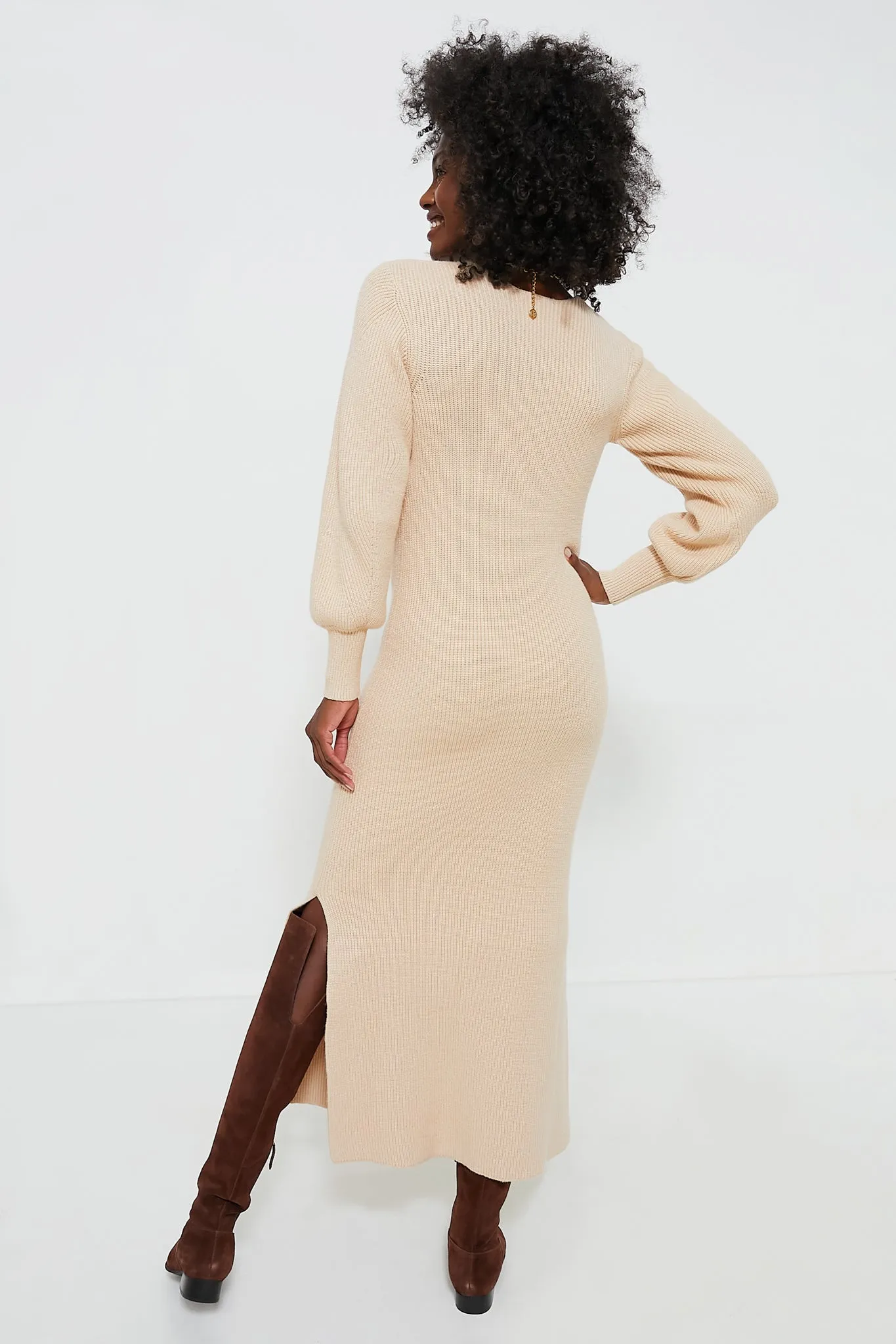 Almond Knit Anya Midi Dress