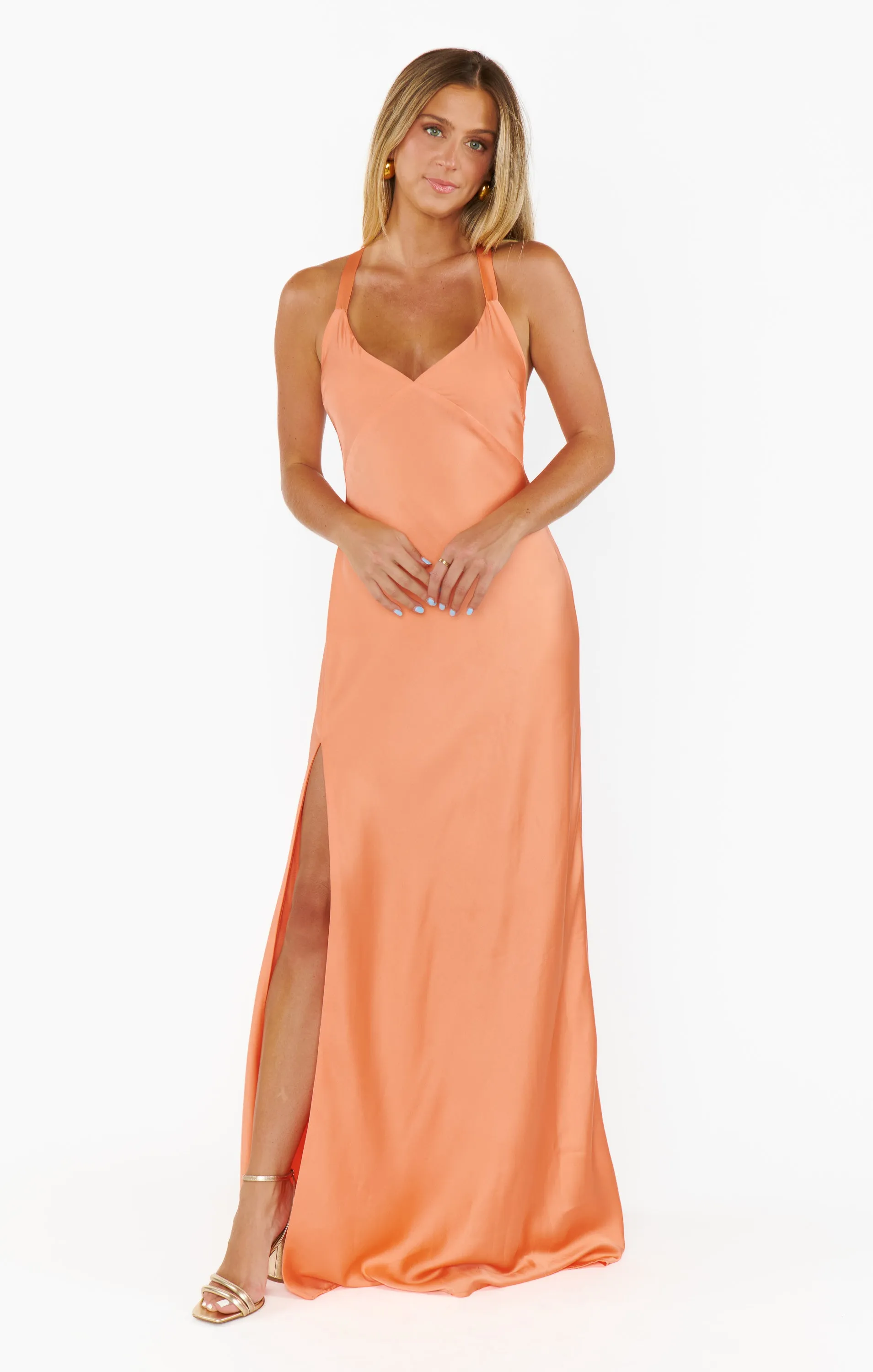 Anderson Maxi Dress ~ Cantaloupe Luxe Satin