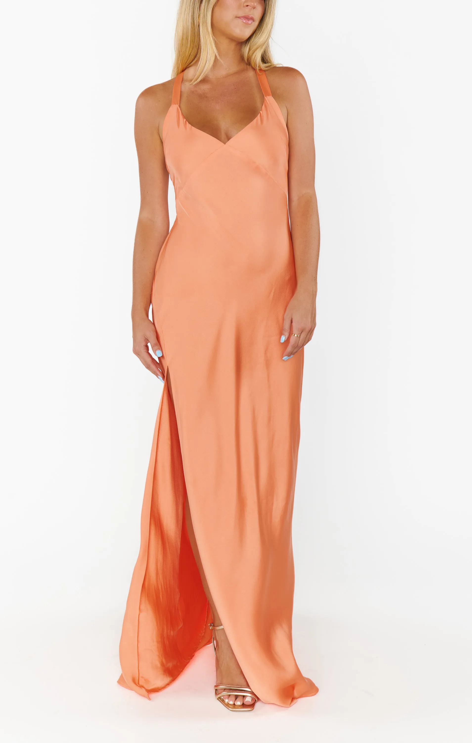 Anderson Maxi Dress ~ Cantaloupe Luxe Satin