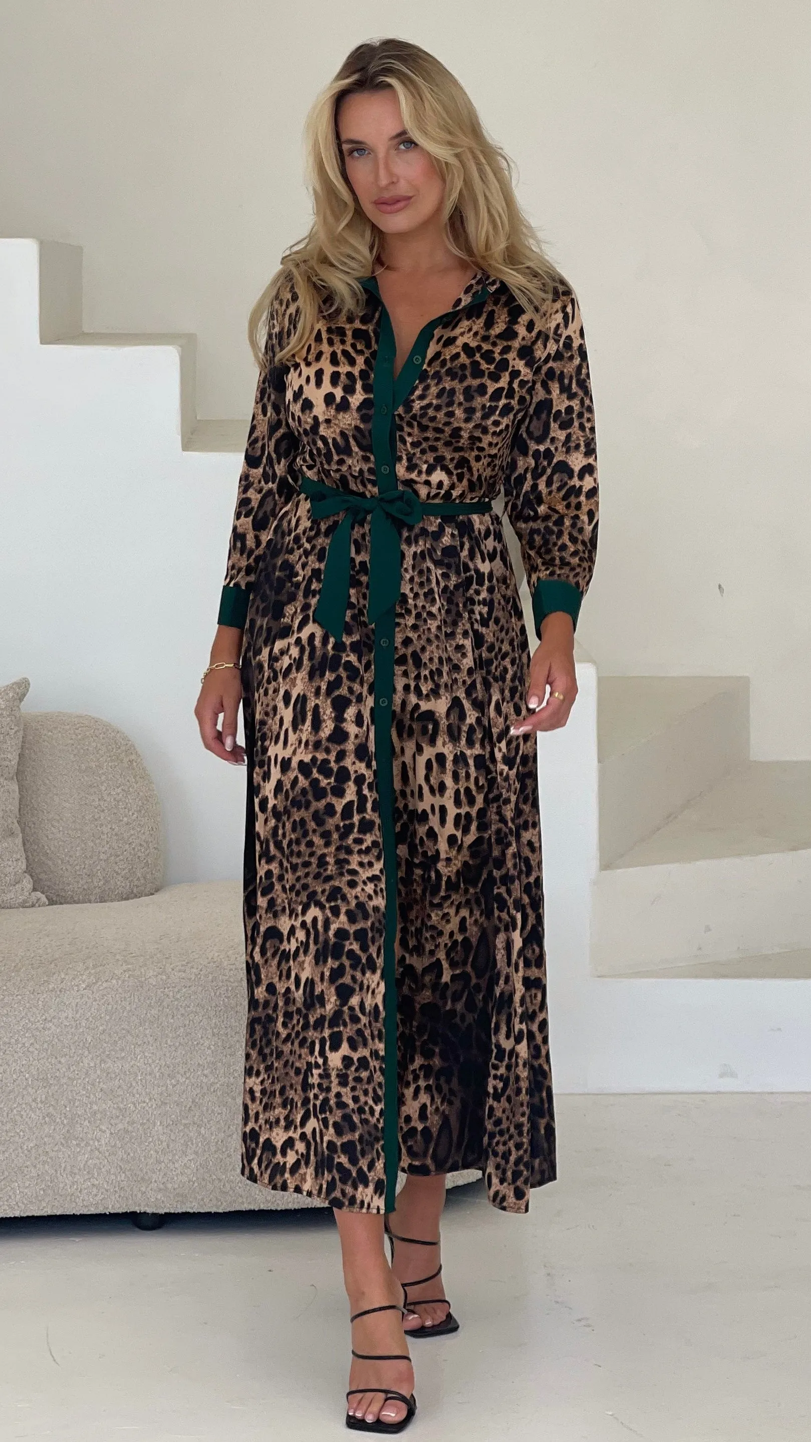 Angela Green Leopard Print Dress