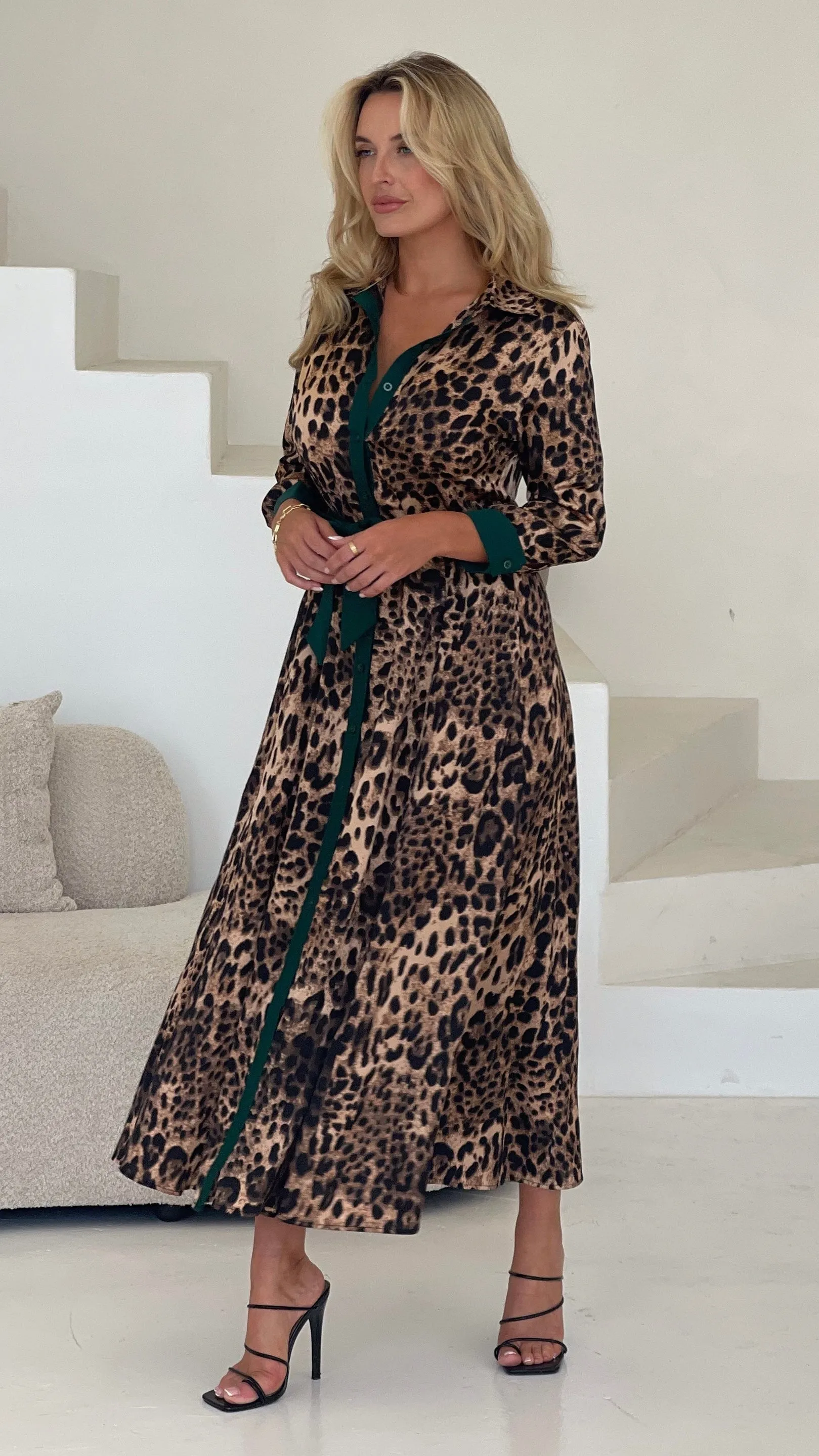 Angela Green Leopard Print Dress