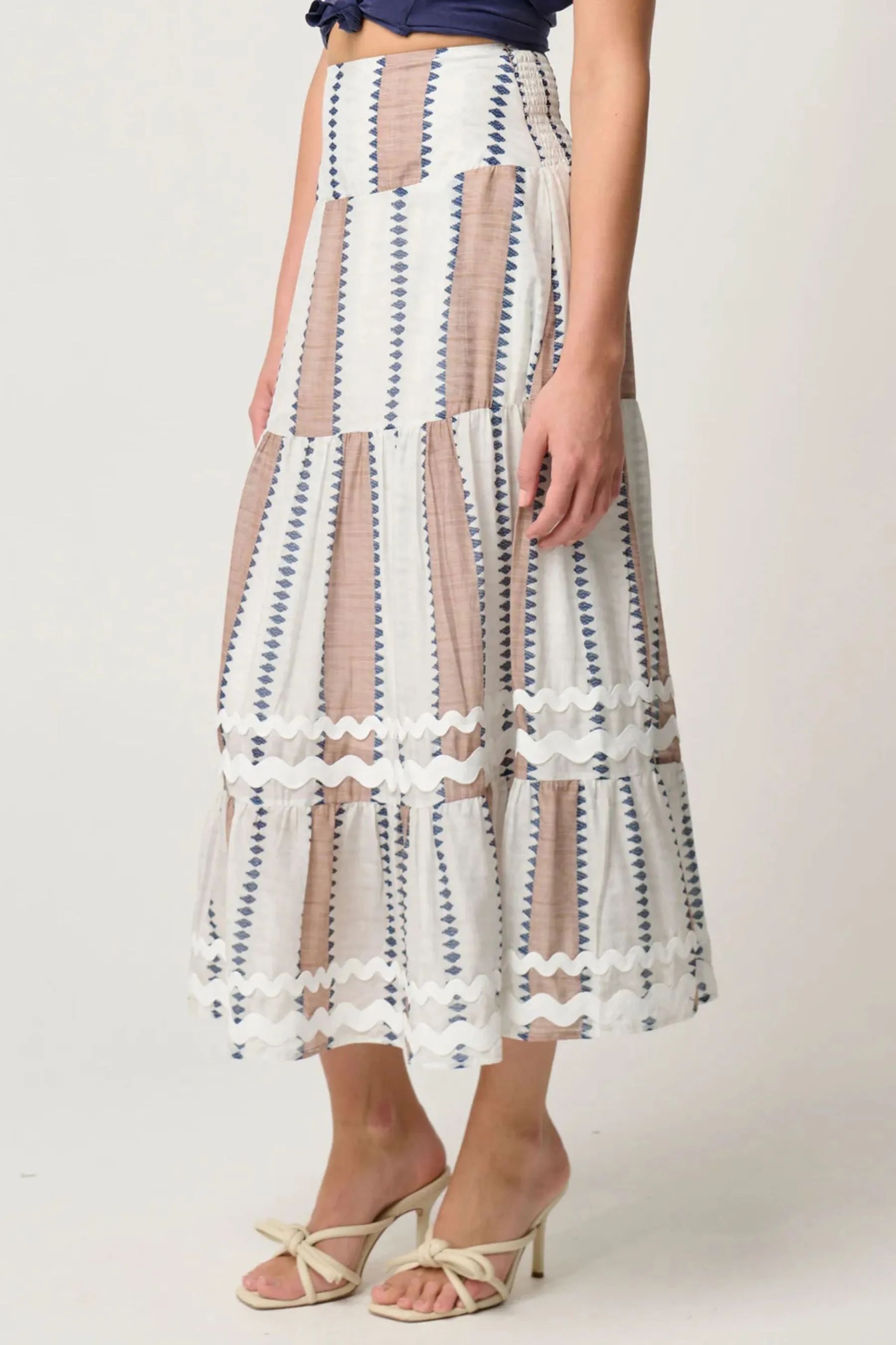 Bahia Cotton Silk Tiered Skirt | Cayman Stripe