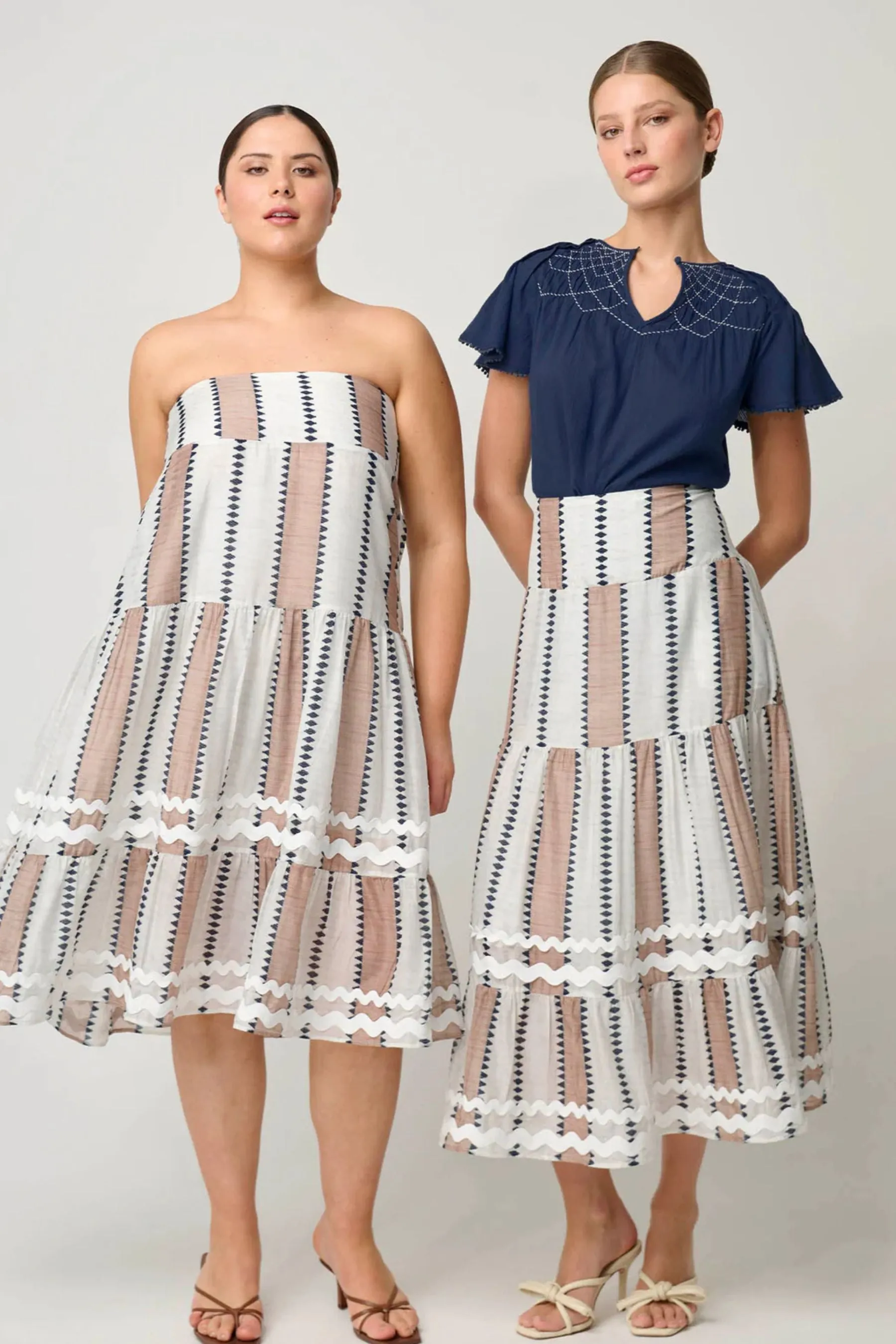 Bahia Cotton Silk Tiered Skirt | Cayman Stripe