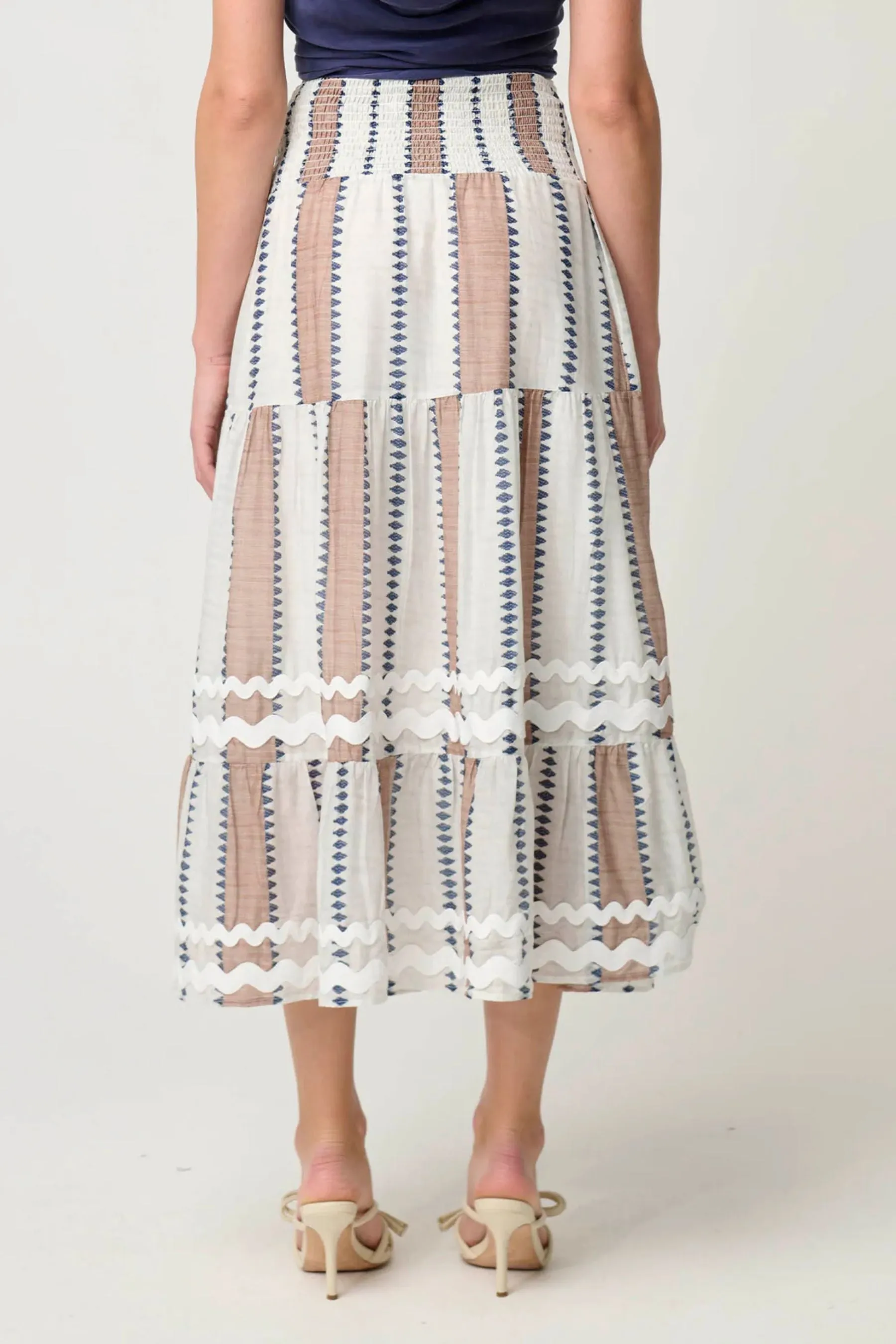 Bahia Cotton Silk Tiered Skirt | Cayman Stripe