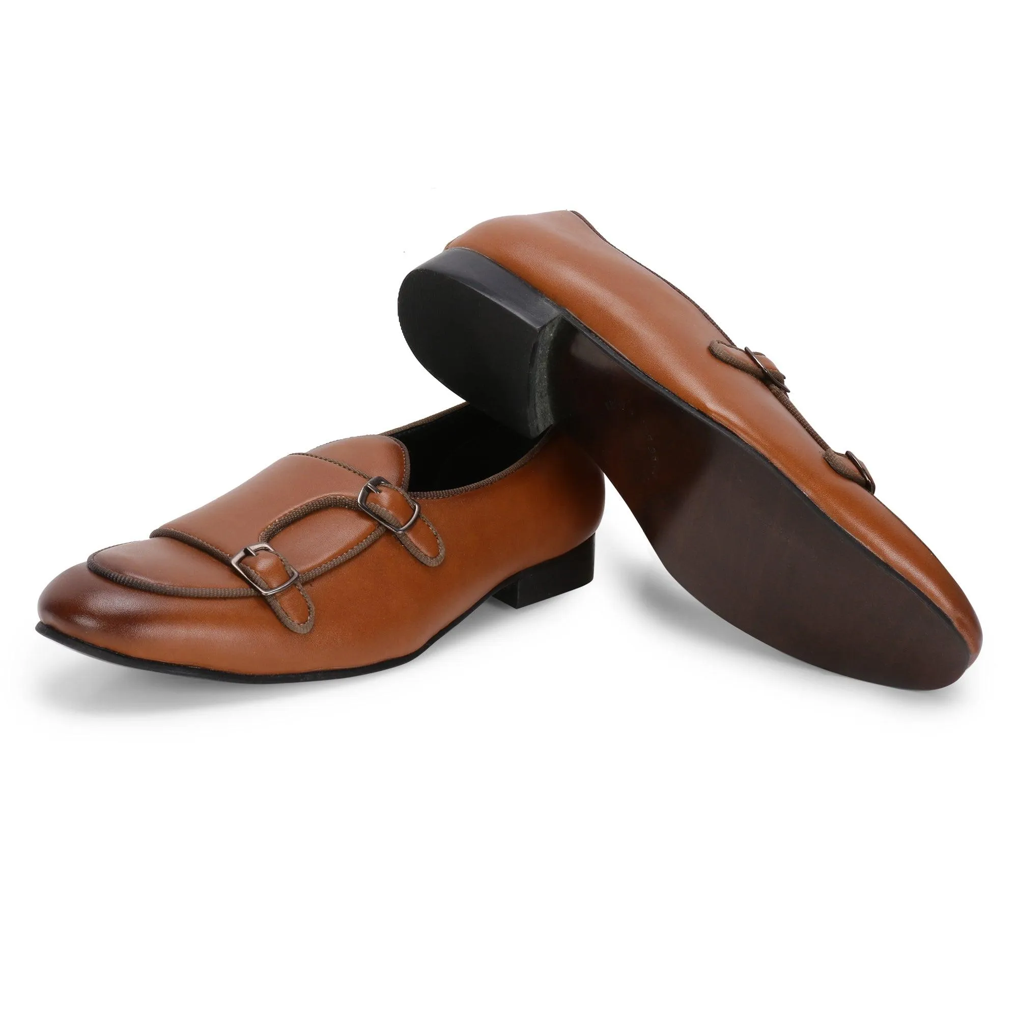 Bello Tan Double Monk Loafers