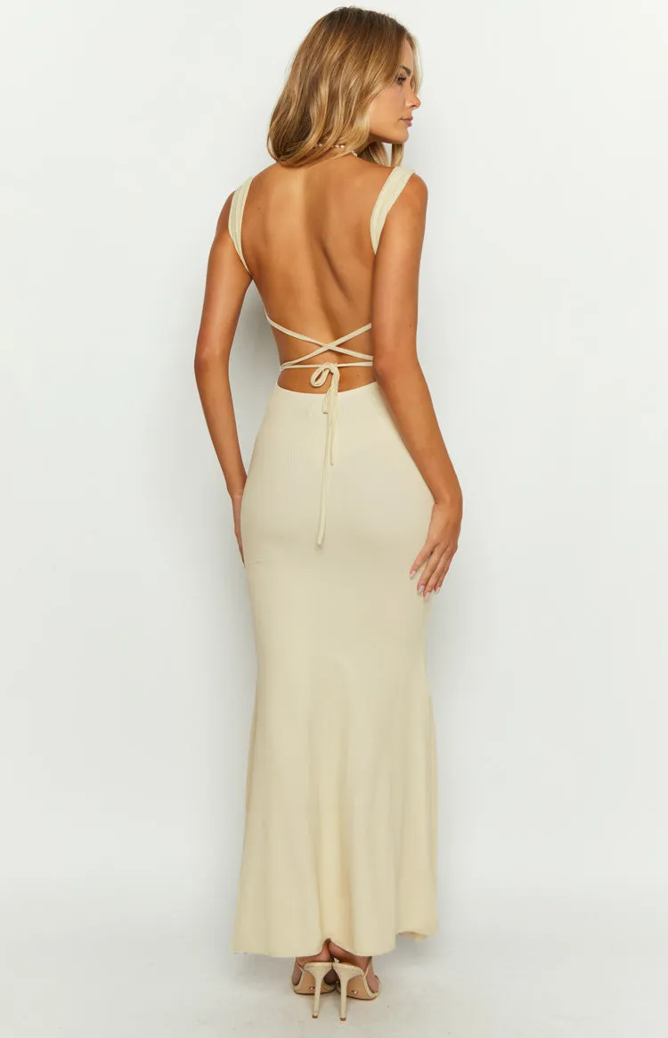 Beverley Cream Mesh Maxi Dress