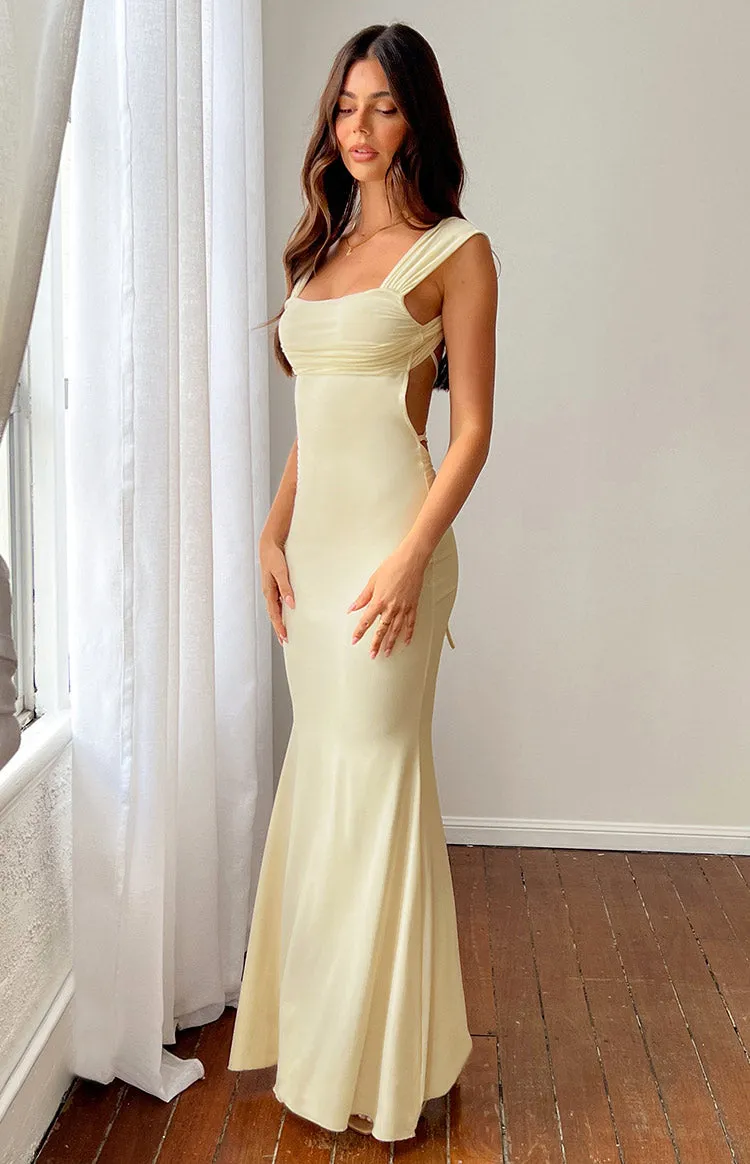 Beverley Cream Mesh Maxi Dress