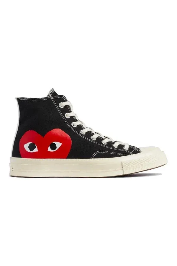 Black CDG Play x Converse Classic One Heart High Top Sneakers