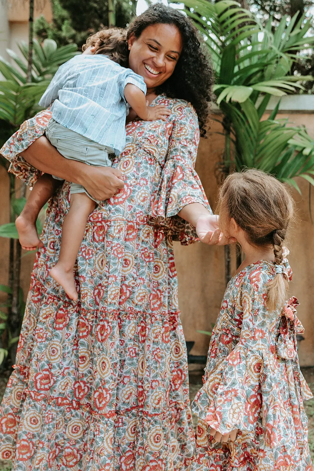 Block Printed Dress - Lucky Red Floral