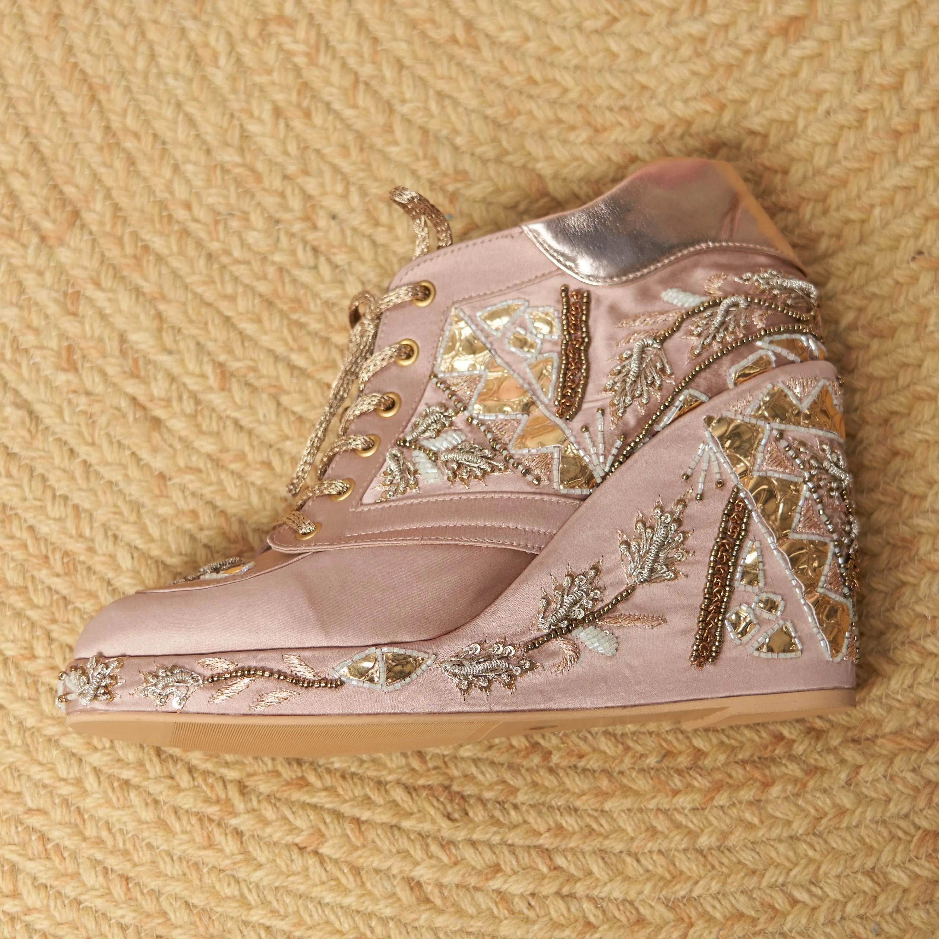 Blush Pink Customizable Sneaker Wedges | Tiesta