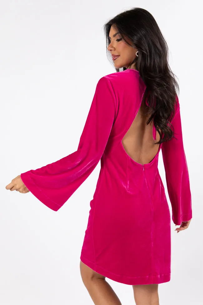 Bold As Love Pink Crushed Velvet Back Detail Mini Dress