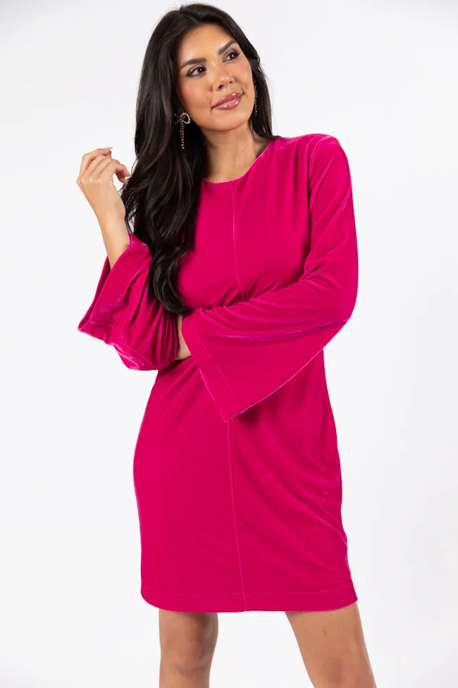 Bold As Love Pink Crushed Velvet Back Detail Mini Dress