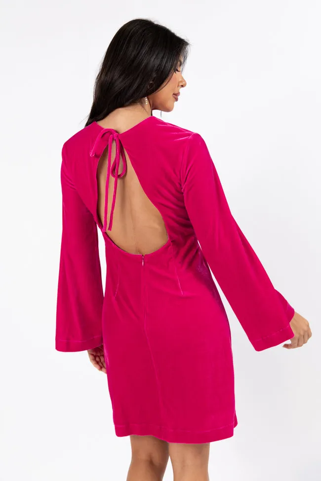 Bold As Love Pink Crushed Velvet Back Detail Mini Dress