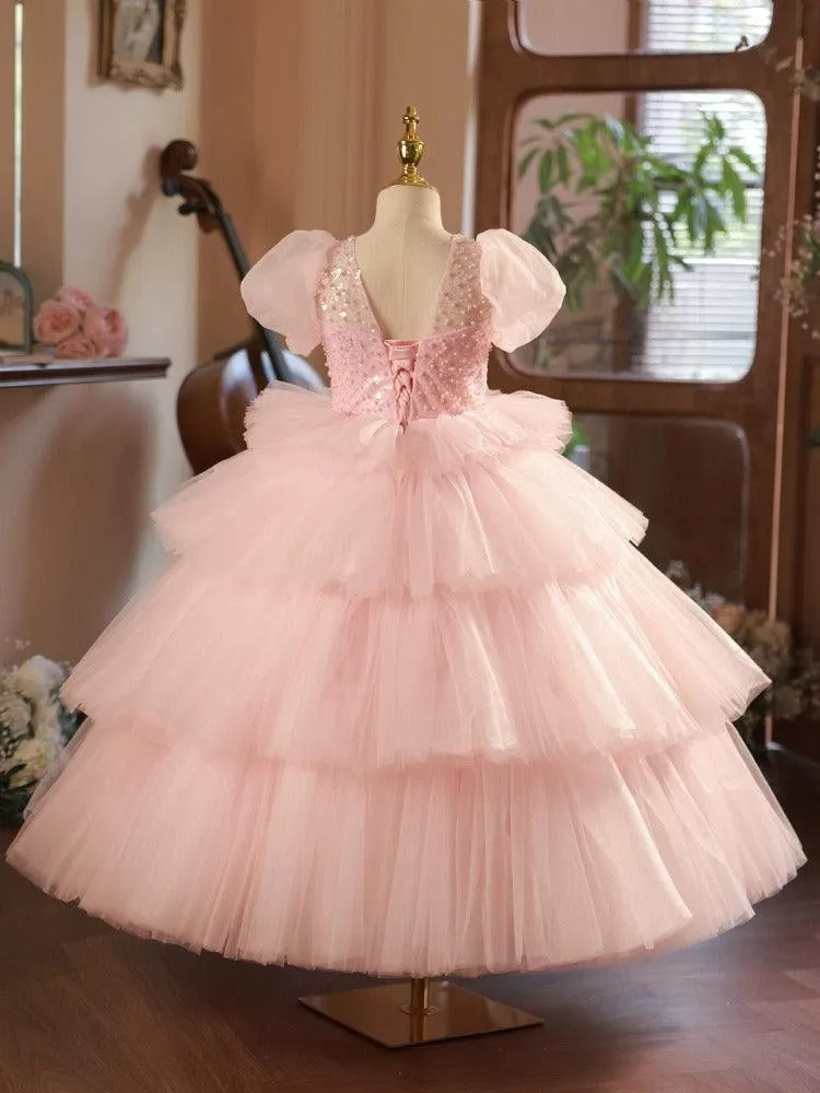 Cake tutu Flower dress for girls Birthday party Sequin for girl princess dress