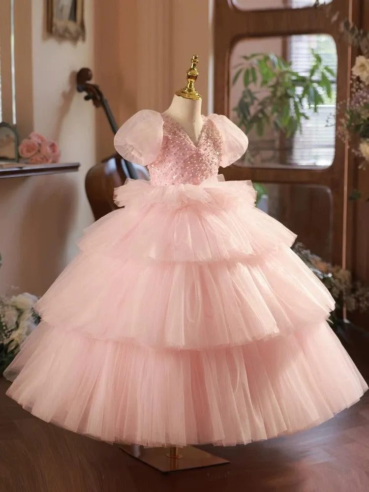 Cake tutu Flower dress for girls Birthday party Sequin for girl princess dress