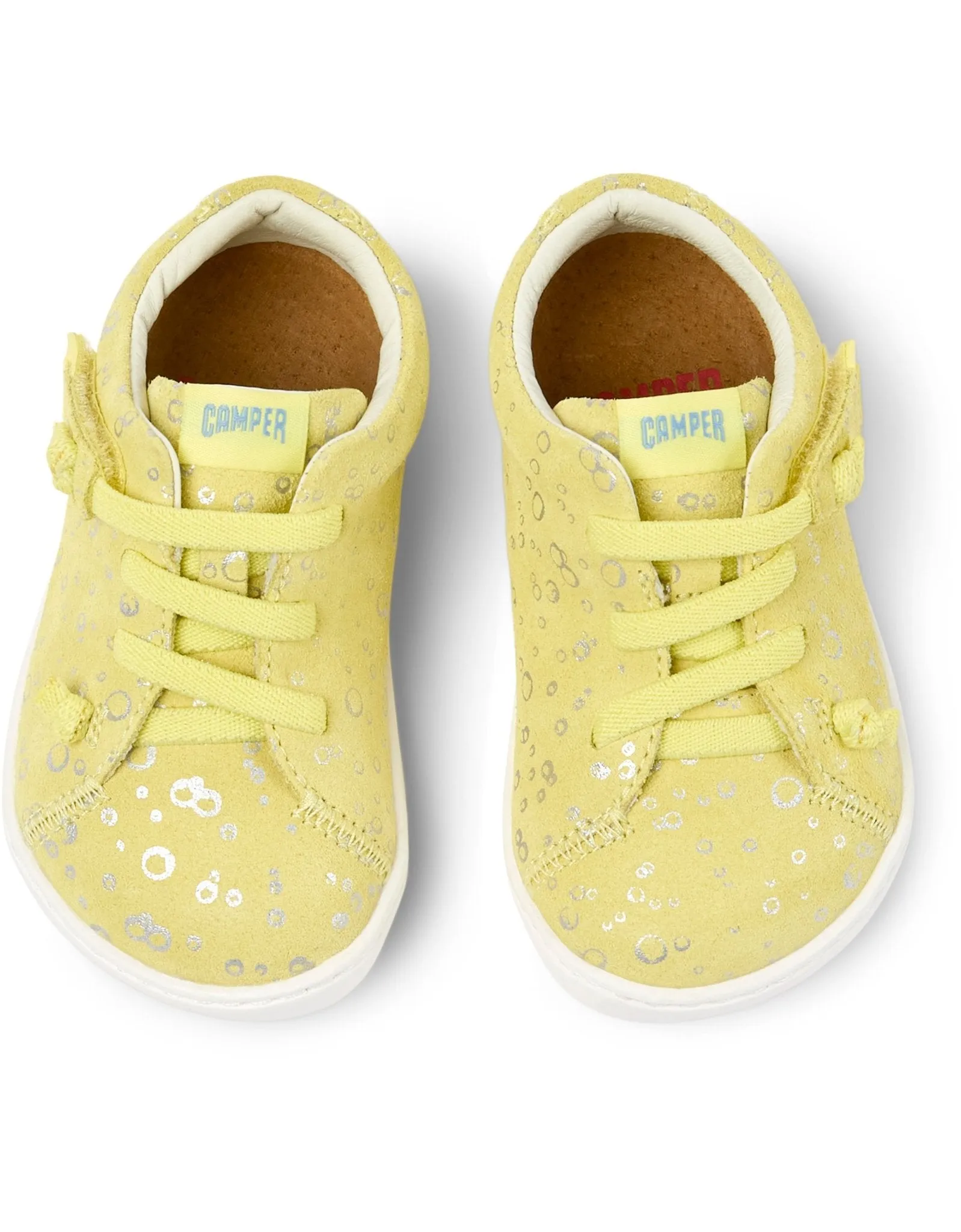 Camper: Peu Cami Velcro Kids Shoes - Yellow Bubbles