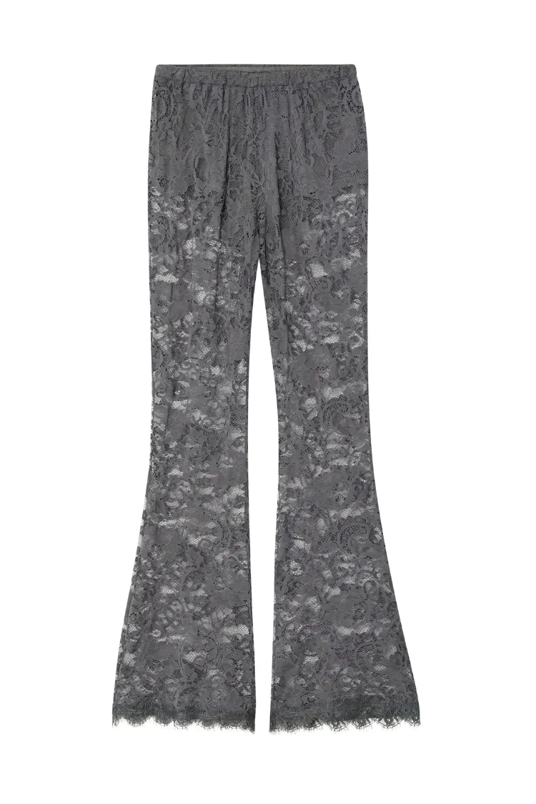 Charcoal Lace Trousers Petite