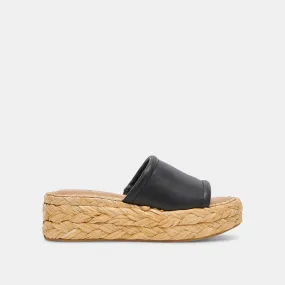 CHAVI WIDE SANDALS BLACK LEATHER