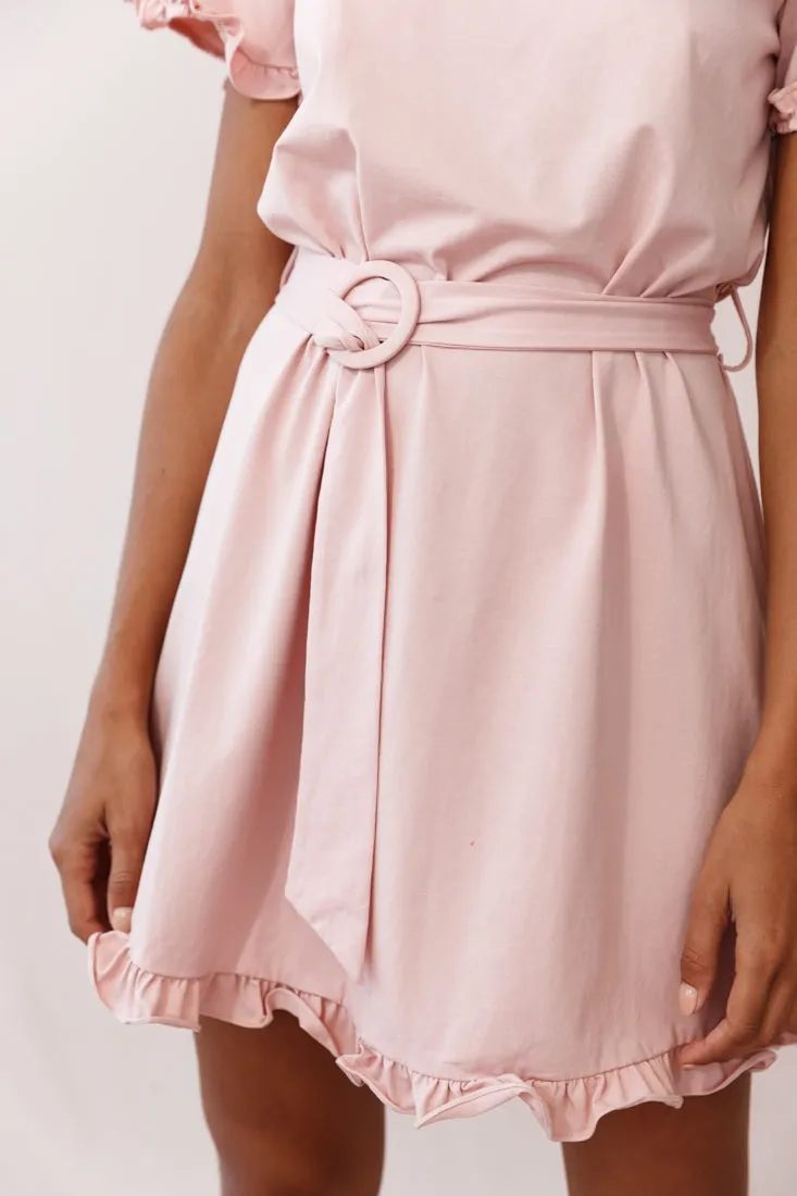 Chelsea Belted T-Shirt Dress Blush