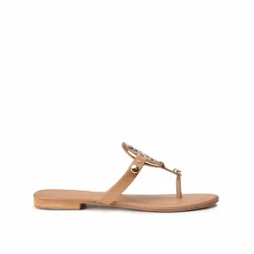 Chic Beige Leather Slippers | 761R-F