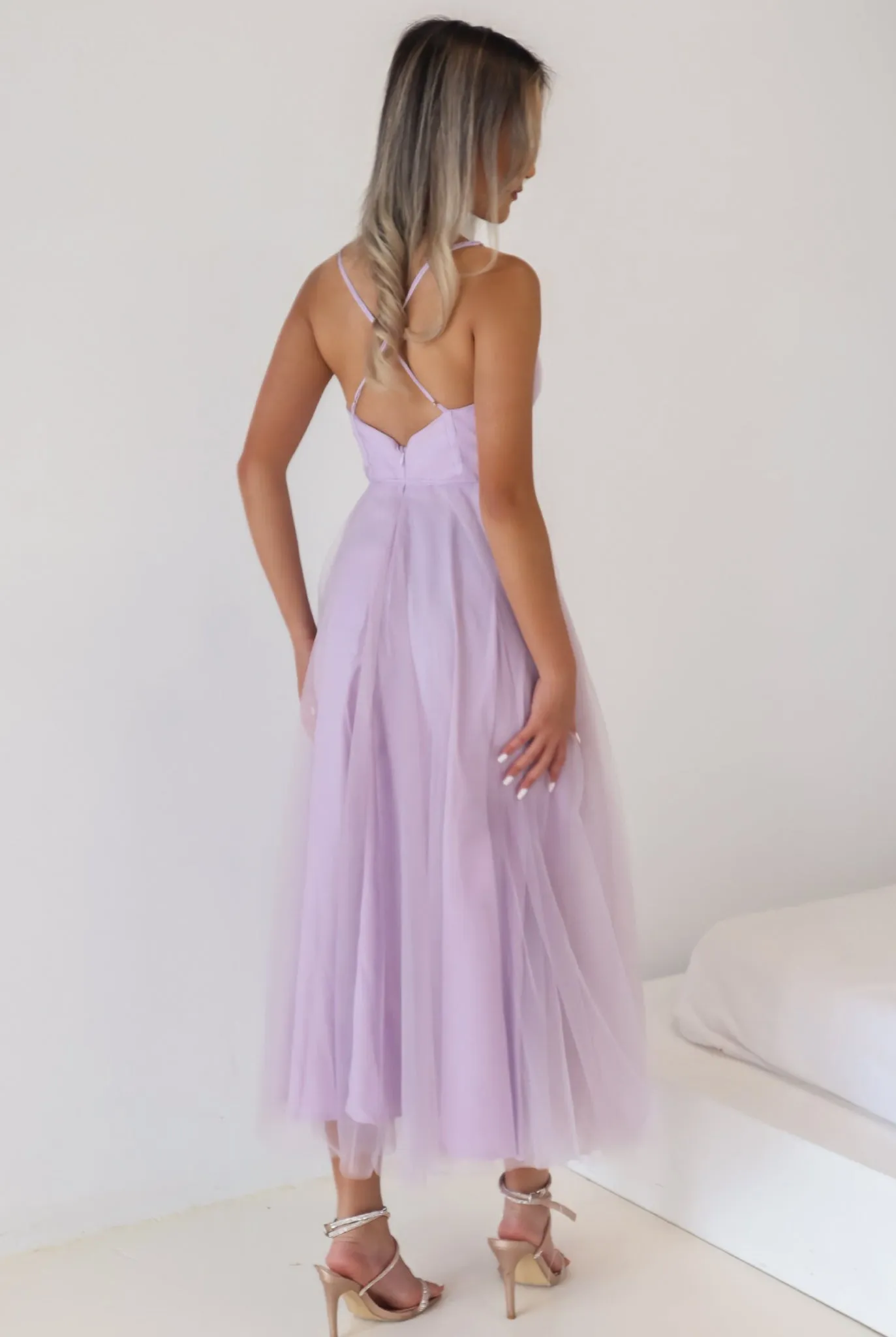 Cindy Tulle Midi Dress - Lilac