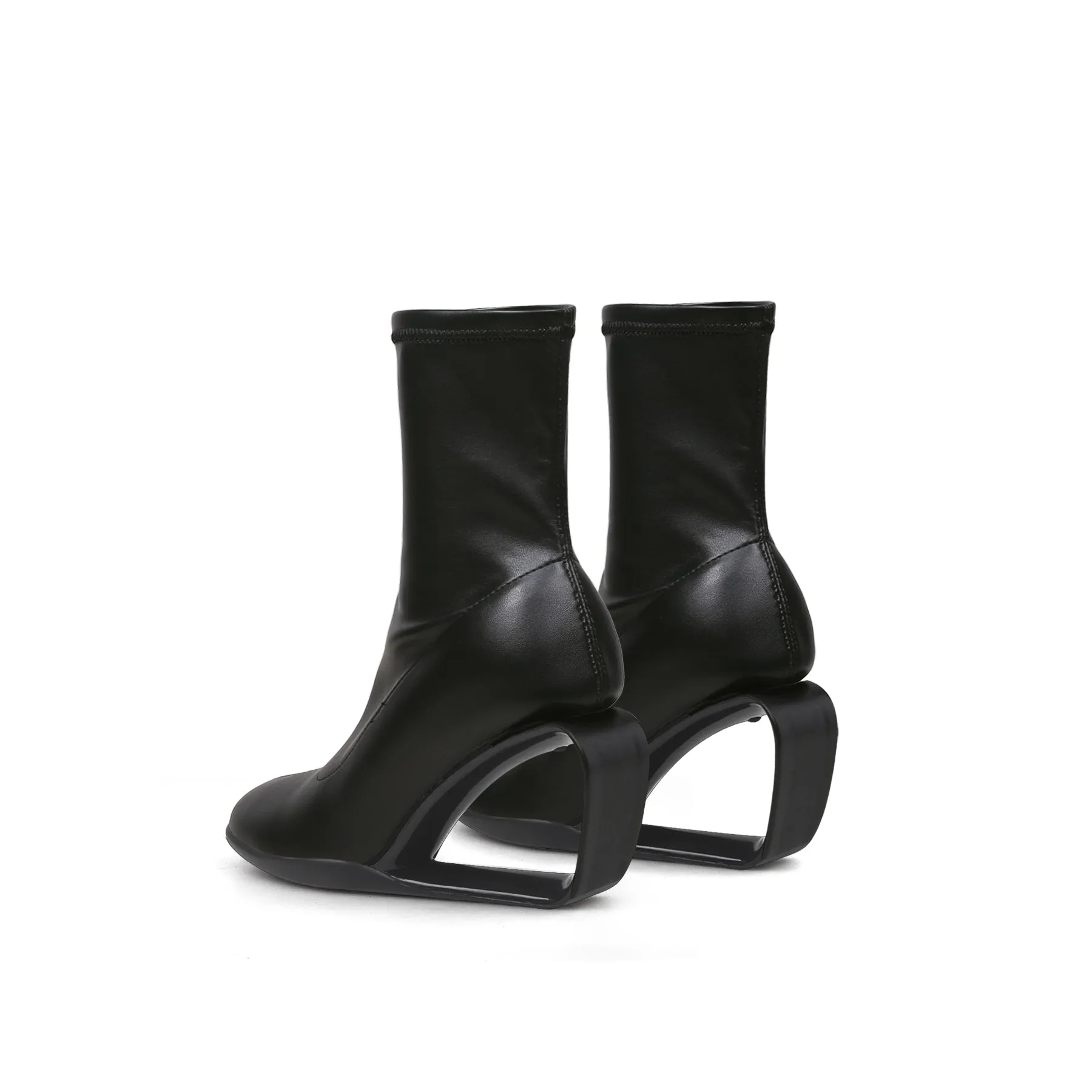 Classic Black Leather Wedge Boots