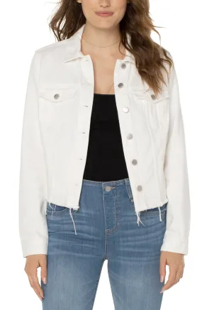 CLASSIC ECO DENIM JACKET WITH SHREDDED HEM