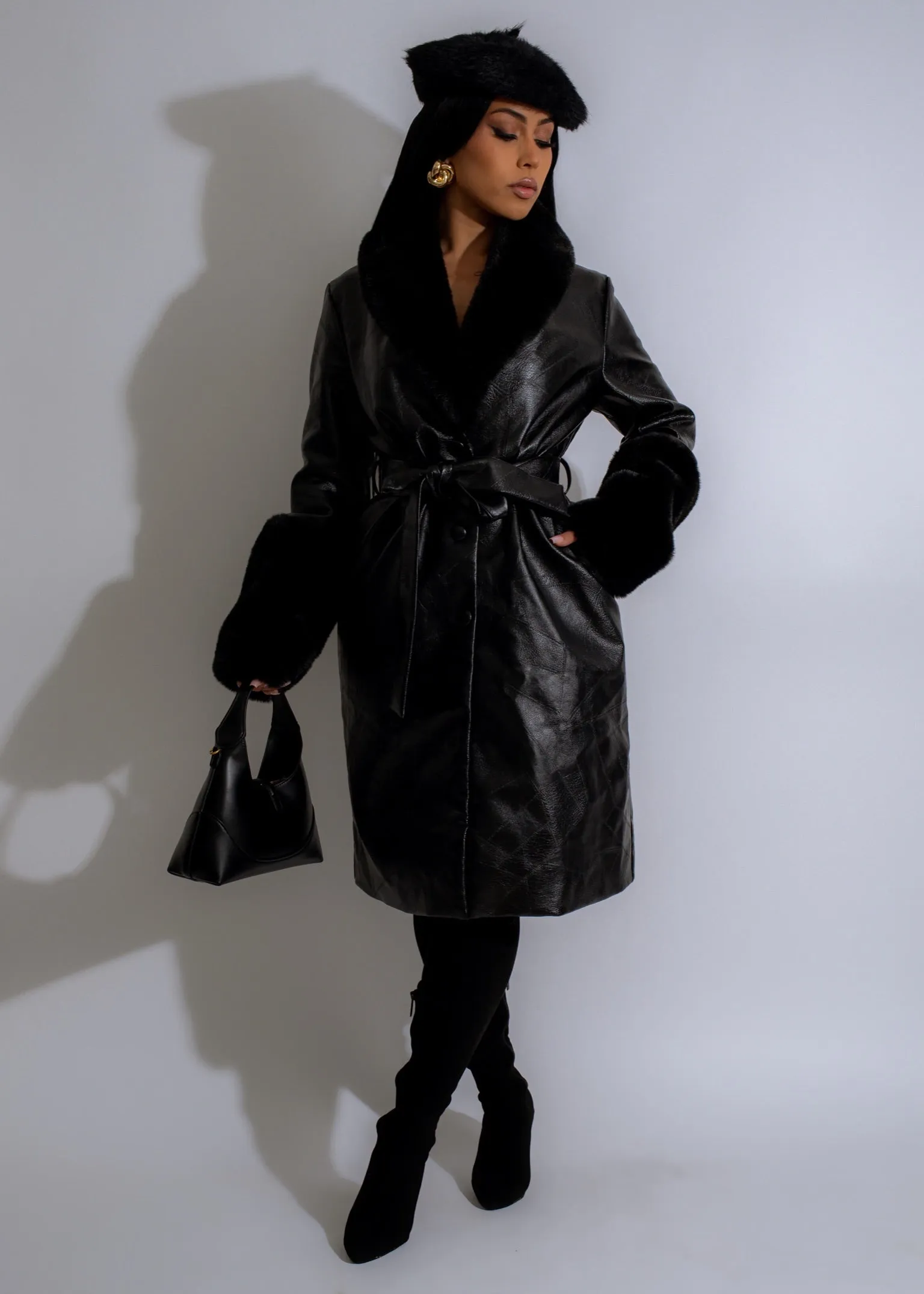 Classic Roar Leather Coat Black