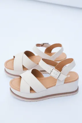 Clever Platform Sandal, Beige