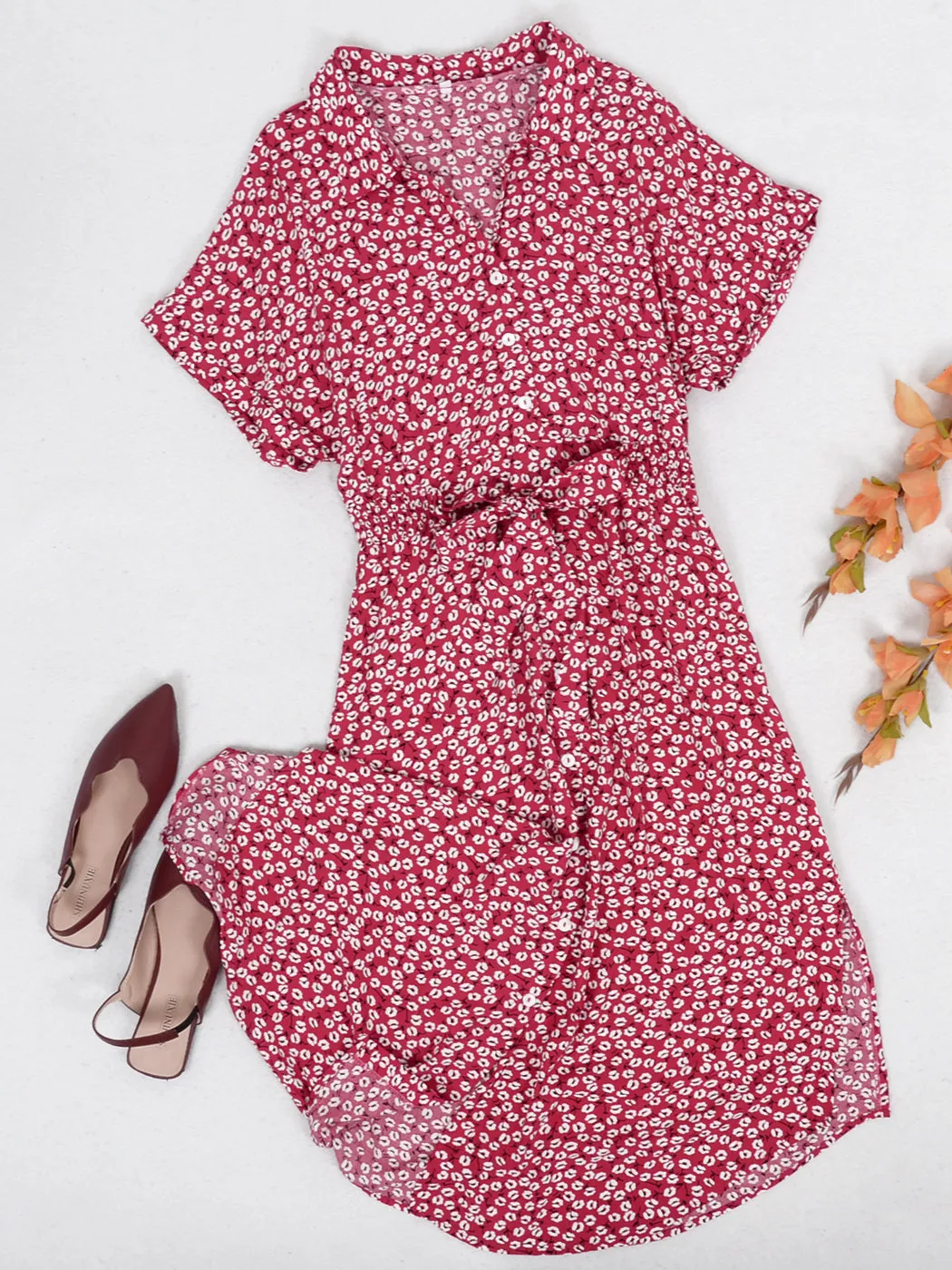 Daisy Button Down Smocked Collar Dress