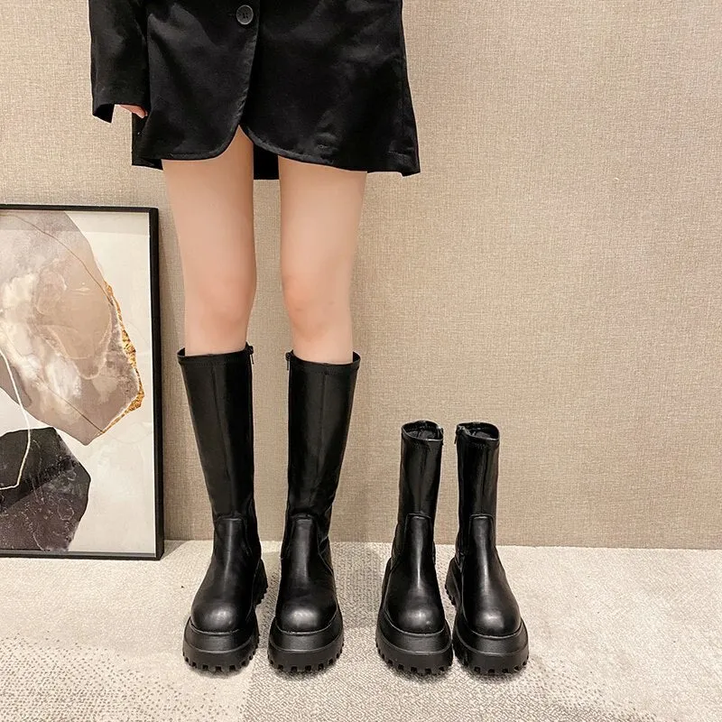 DEANWANGKT Christmas Gift  Fashion Women Boots Winter Heels Quality Long Comfort  Mujer Thigh High Boot Botas Mujer Zipper Knee-high Botas Para Mujer