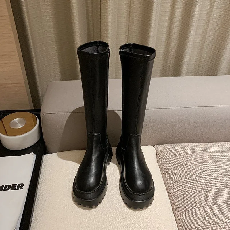 DEANWANGKT Christmas Gift  Fashion Women Boots Winter Heels Quality Long Comfort  Mujer Thigh High Boot Botas Mujer Zipper Knee-high Botas Para Mujer