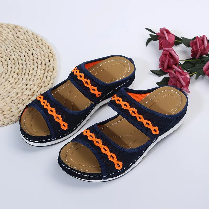 Double Strap Peep Toe Platform Slipper Sandals