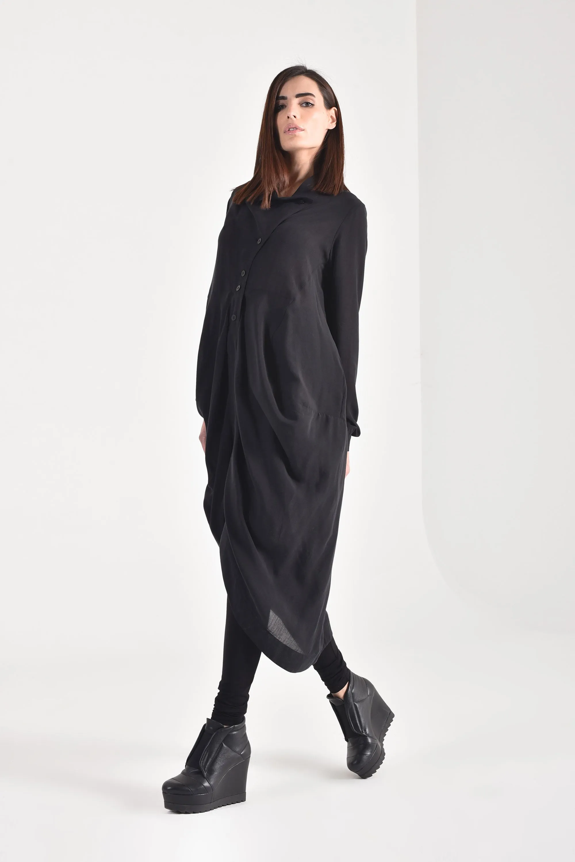 Draped Front Long Shirt