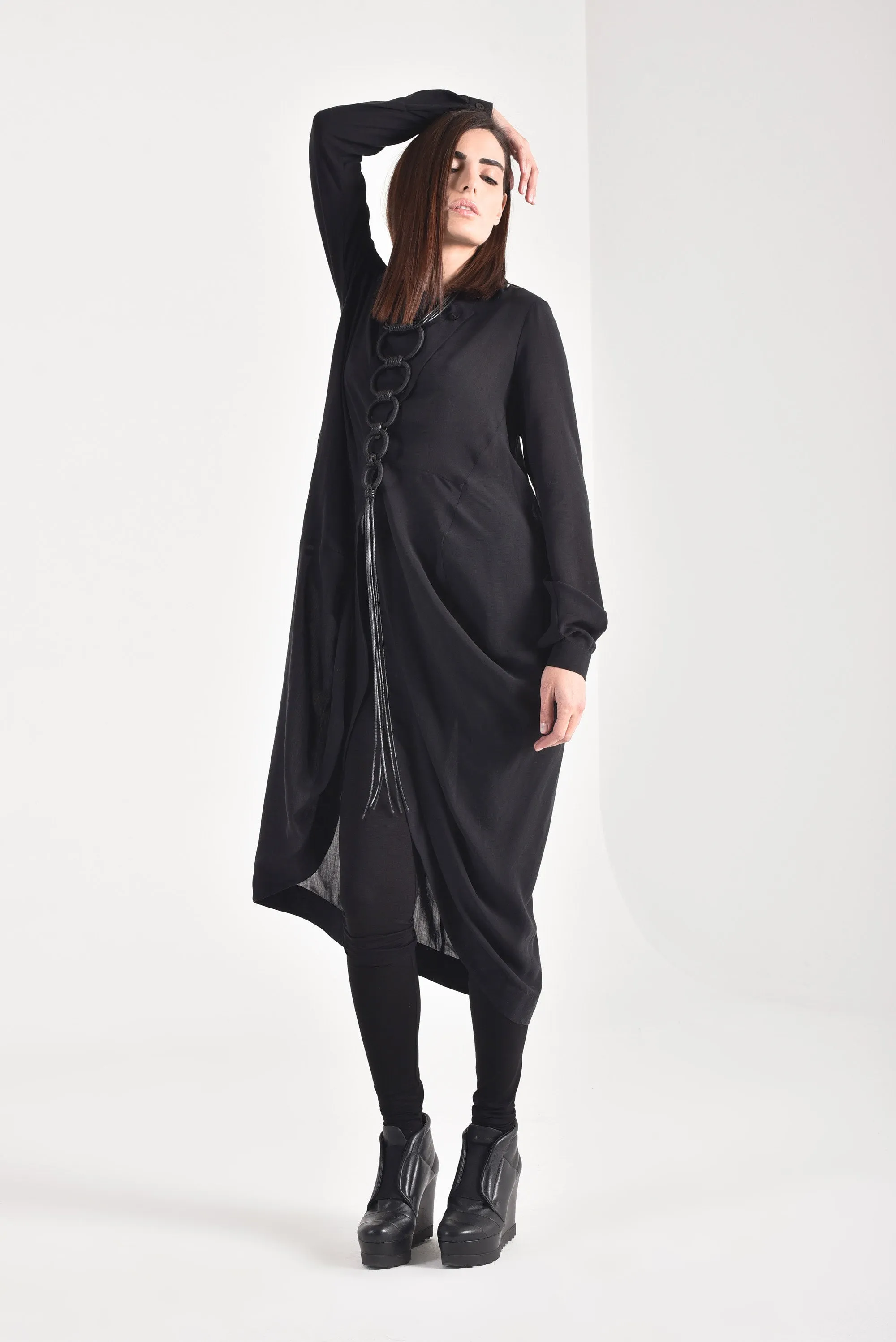 Draped Front Long Shirt