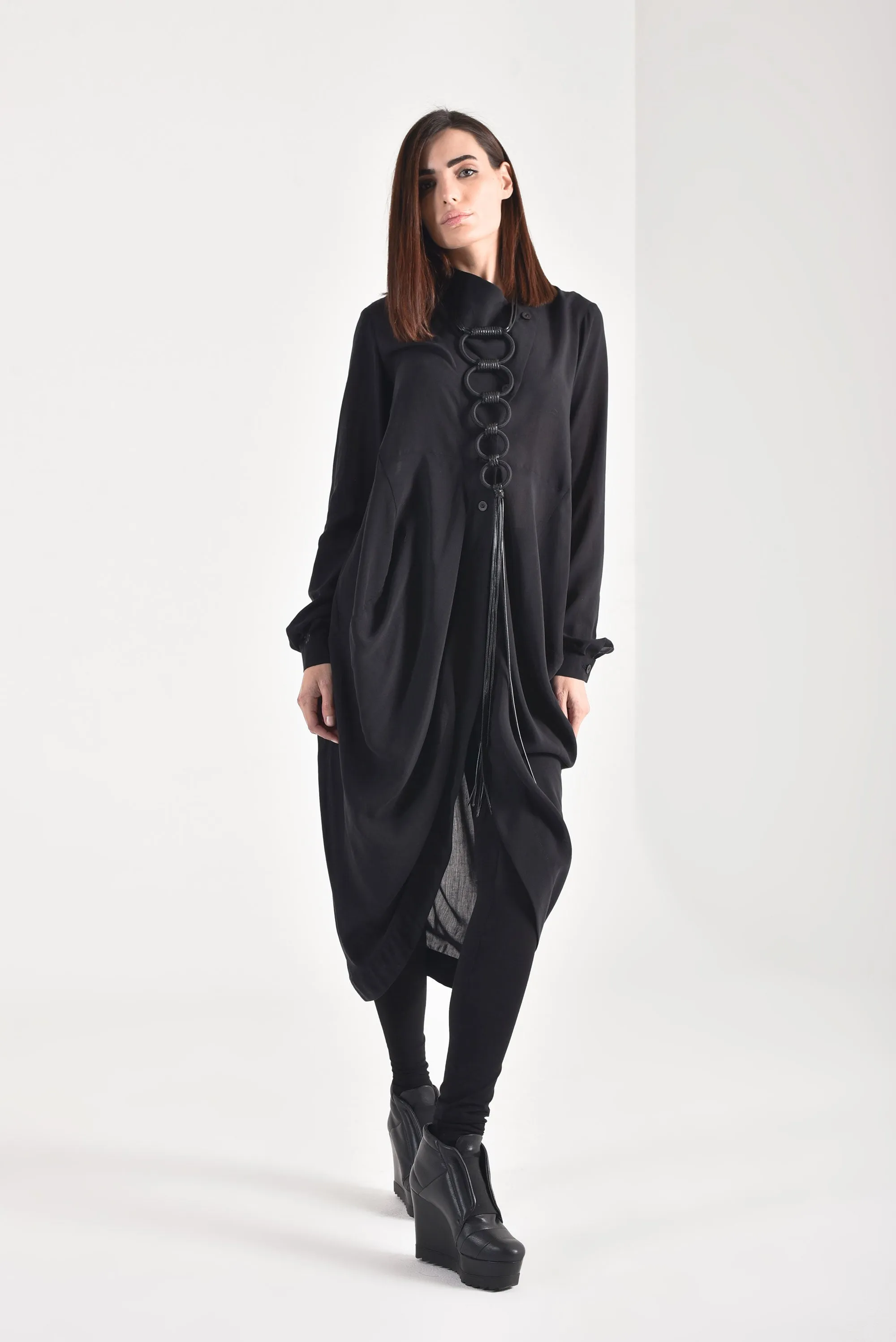 Draped Front Long Shirt